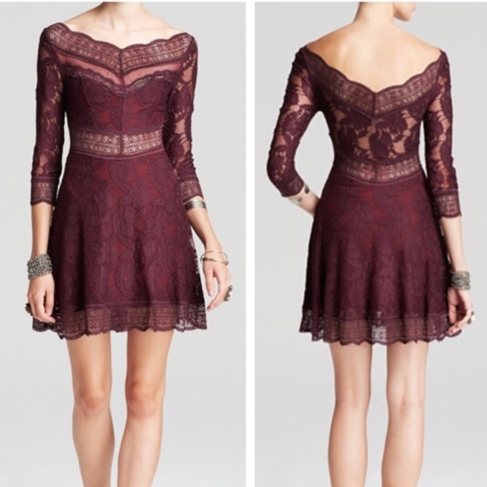Free People Burgundy Lace Dress